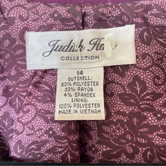 Judith Hart Collection woman suit blazer size 14 Elegant plum career wear chic - Picture 3 of 10